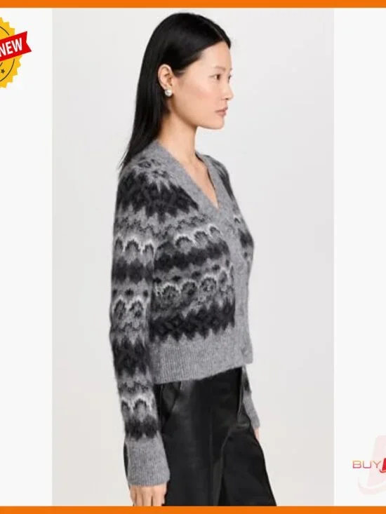 Fair Isle Cardigan, 50% Alpaca Blend, Button Front, Hand Wash - Picture 4 of 6